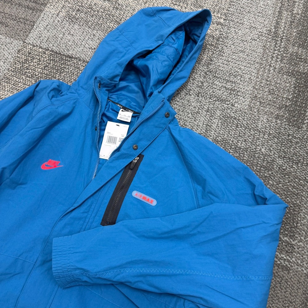 Nike Sportswear Air Max Hooded Jacket Mens 2XL Blue Full Zip FN0243-457